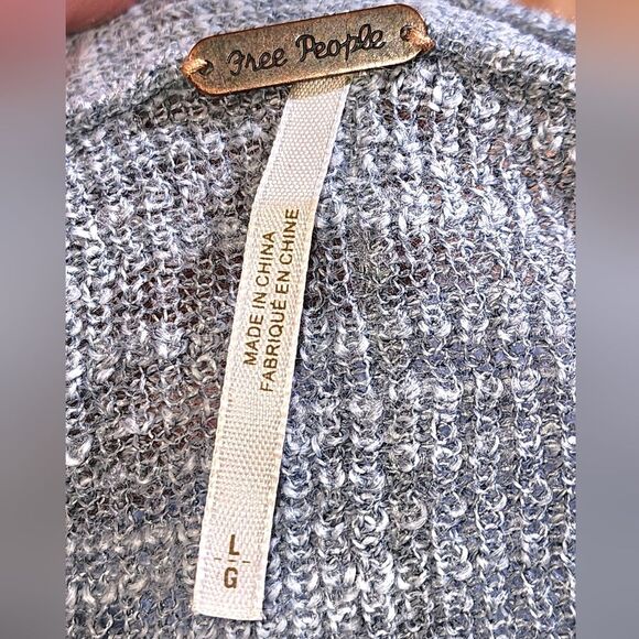 Free People Storm Blue Mountain Song Henley Long Sleeve Knit Sweater Size L - Picture 8 of 9